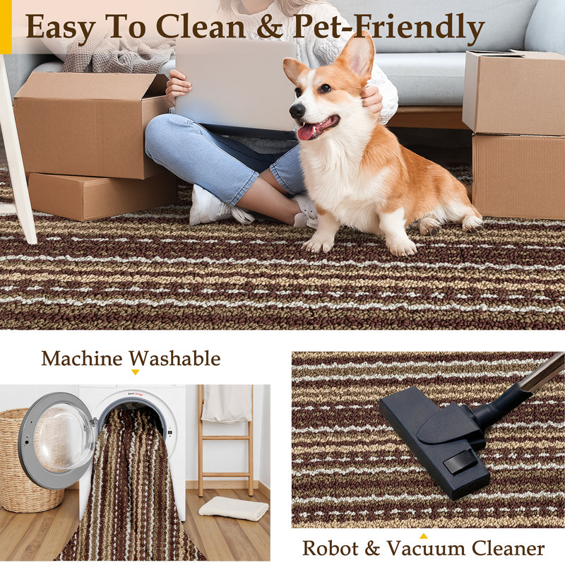 Machine Washable Non-Slip Kitchen Mat, Rectangle 3'7" x 6'8", Multicolor