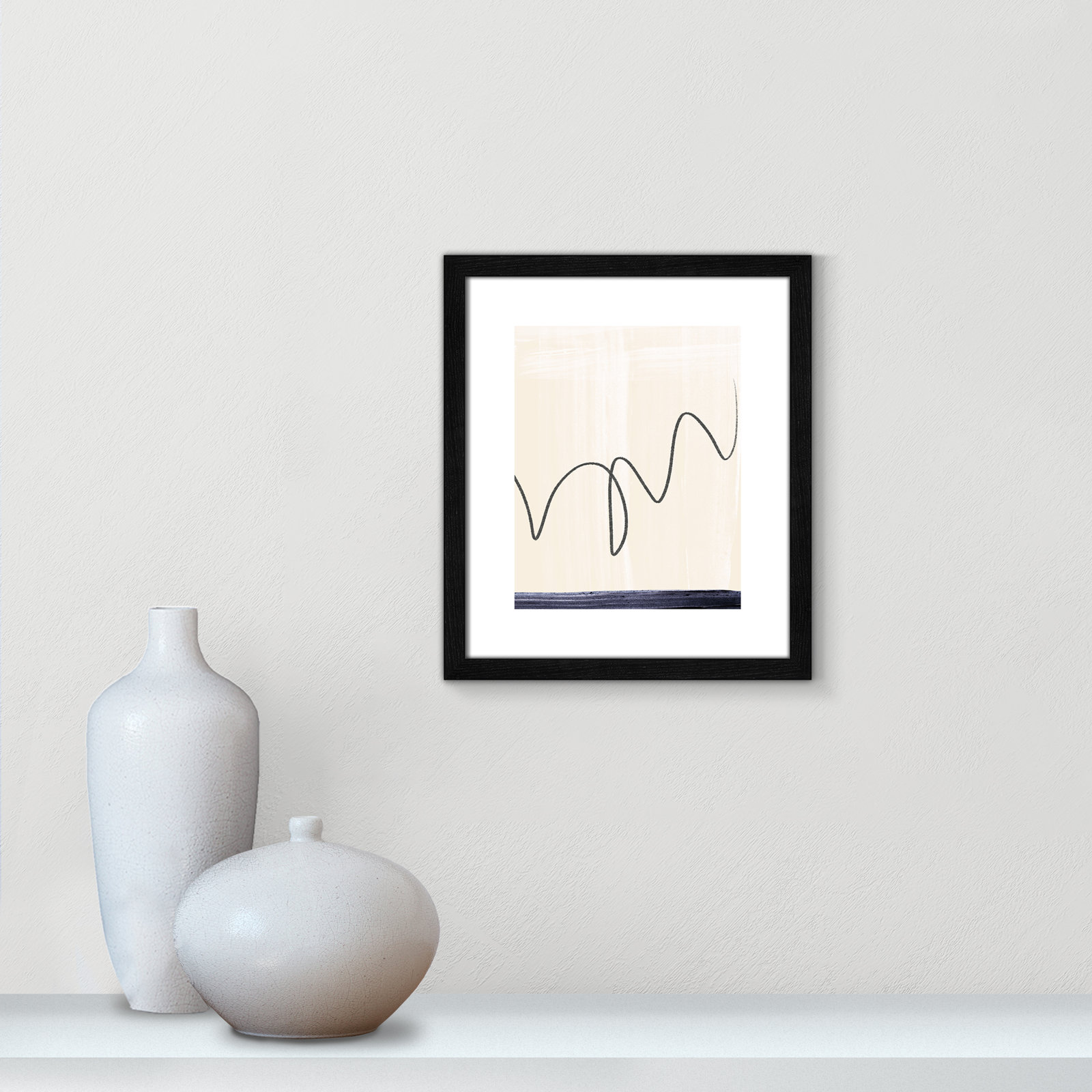 Tigerlily "Departured II" Painting, Black Framed Paper, 15" H x 13" W x 0.75" D