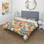 Ensemble de housse de couette à motif de fougères bleues et orange-109145276
