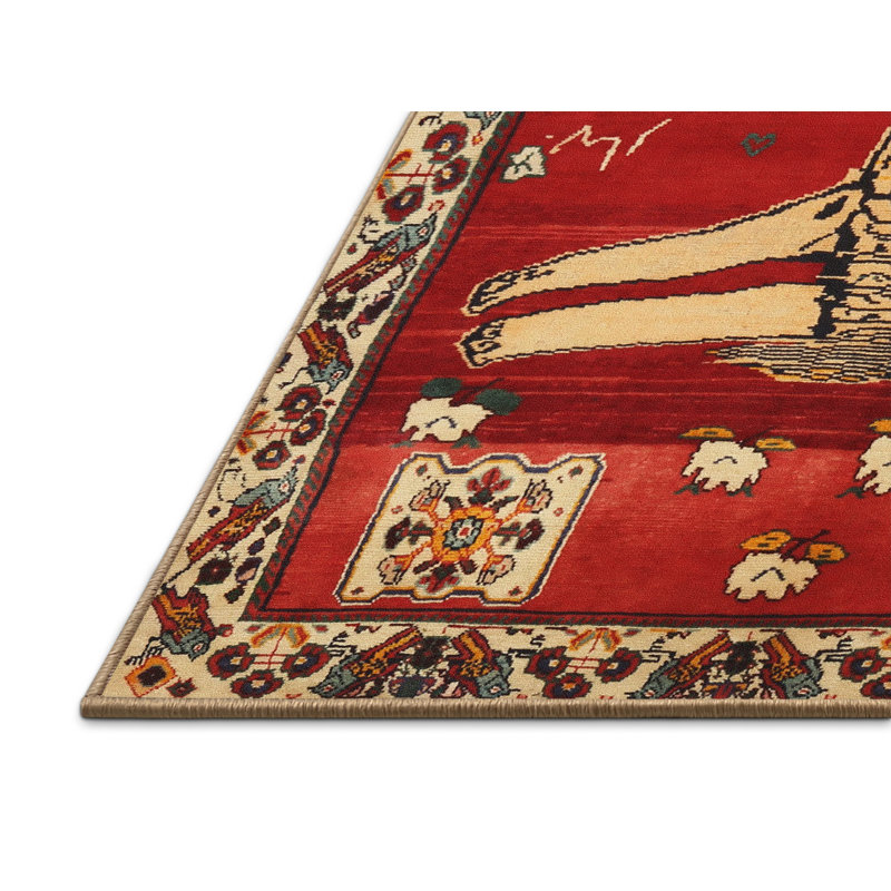 Tapis traditionnel orange / beige, Rectangle 7 pi x 9 pi