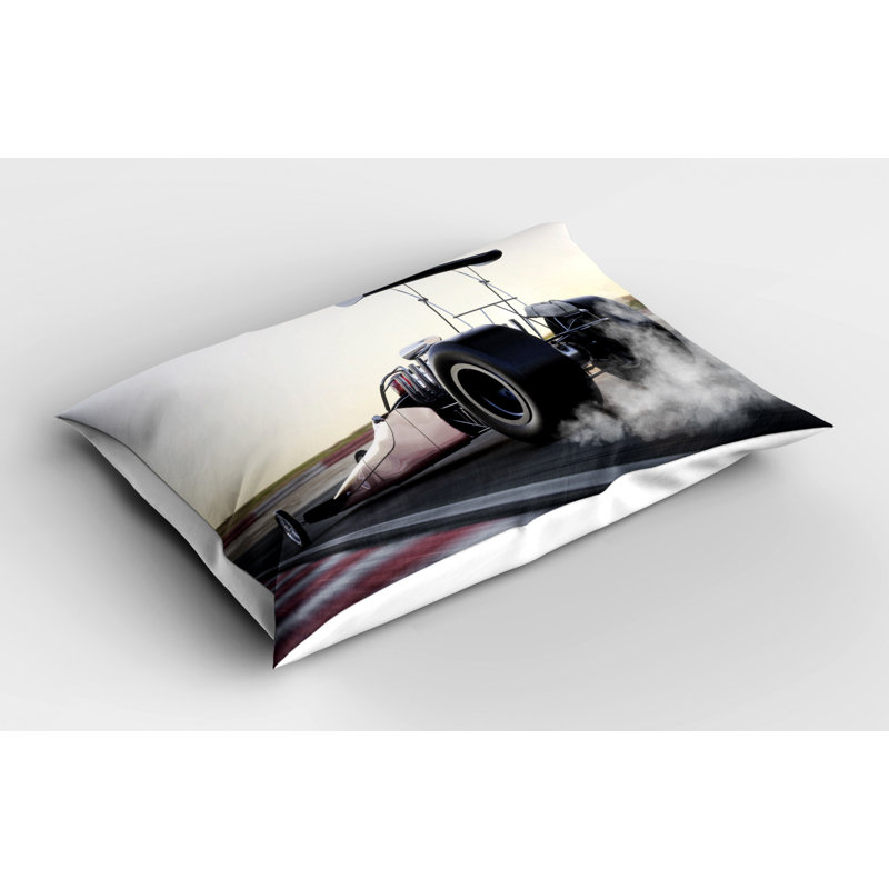Black/Gray Polyester Microfiber Piece Sham, Twin