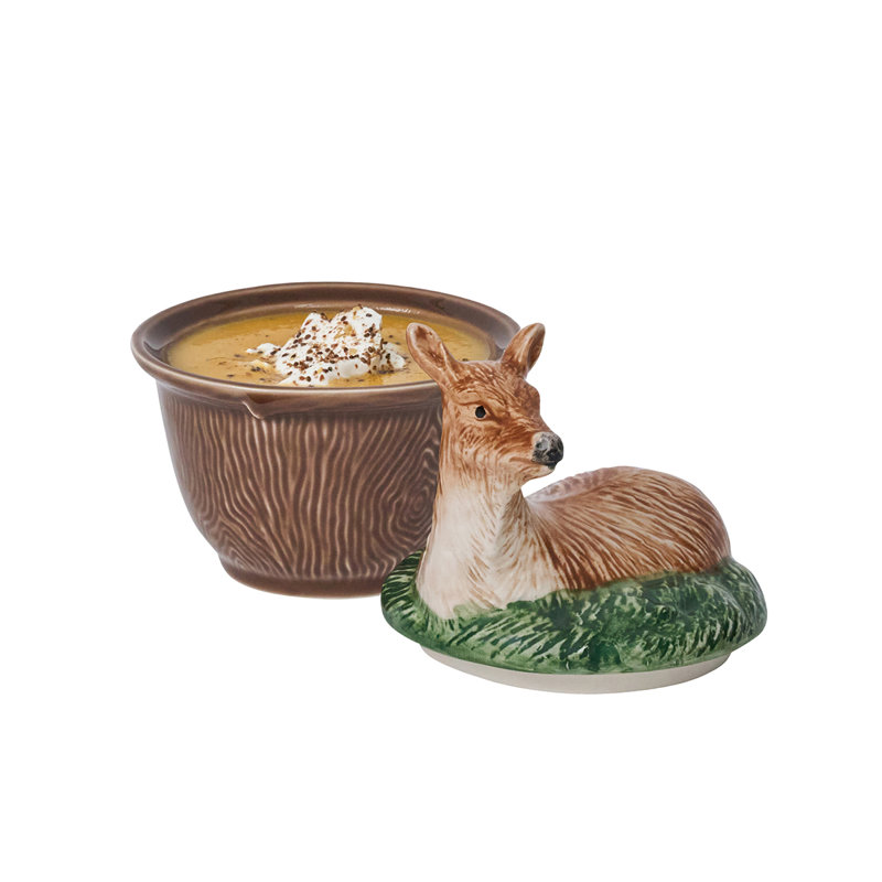Forest Walk Deer Bowl With Lid - Multi