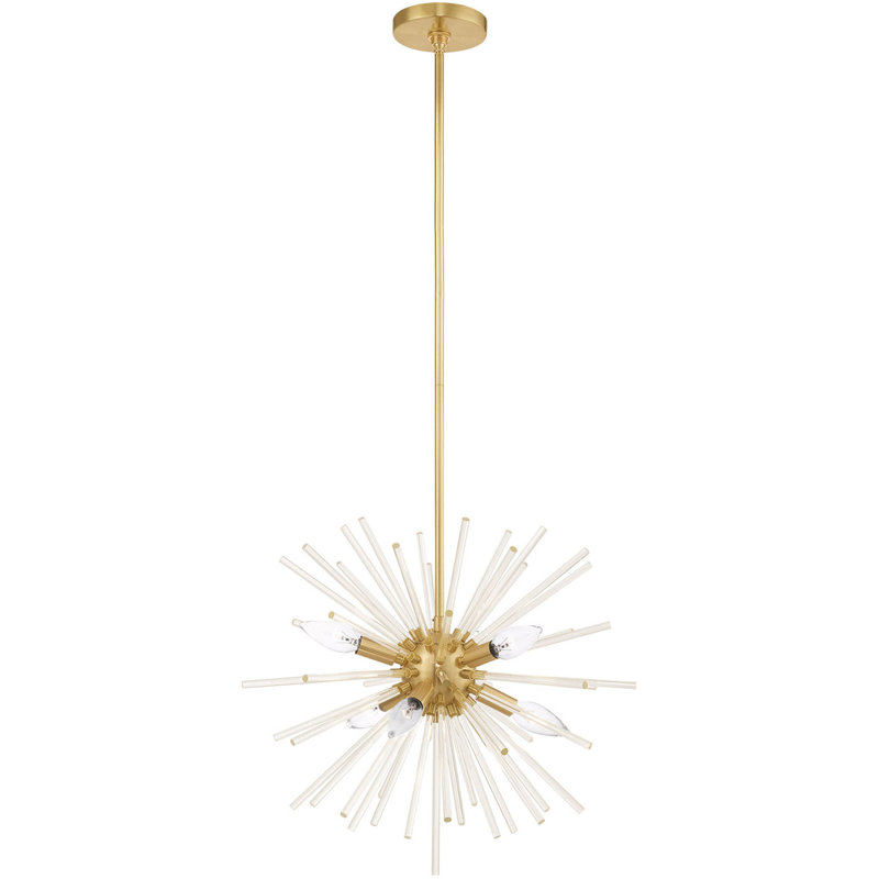 Heyley 6 - Light Modern Linear Chandelier, Satin Brass
