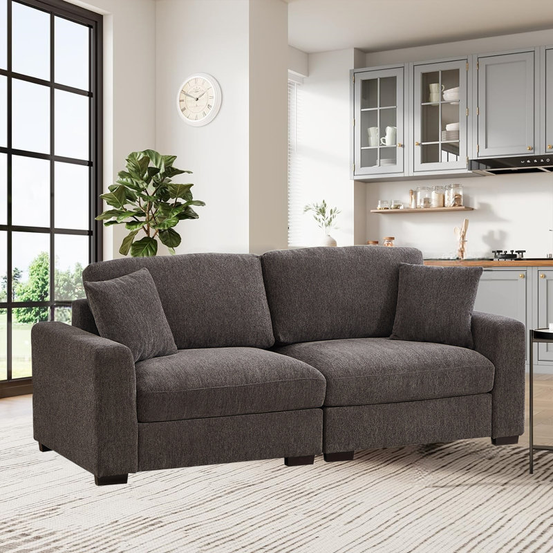 Ahaana Upholstered 91'' Sofa, Dark Gray Polyester Blend