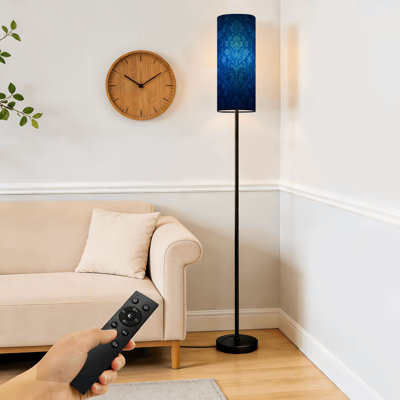 Floor Lamp  vintage horizontal dark blue ultramarine classic Baroque Dimmable Modern Standing Lamp with Remote Control Footswitch Bulb Lampshade Tall Pole Corner Lamp for Living Room Bedroom Office