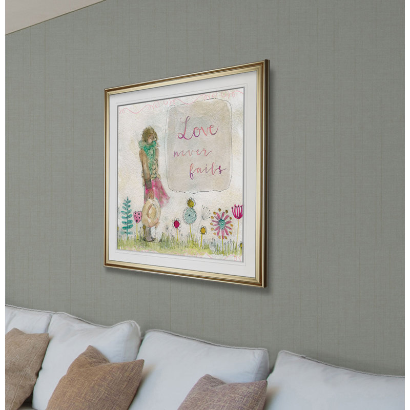 " Sketchbook Love ", 23" H x 23" W x 1.5" D, Gold Framed