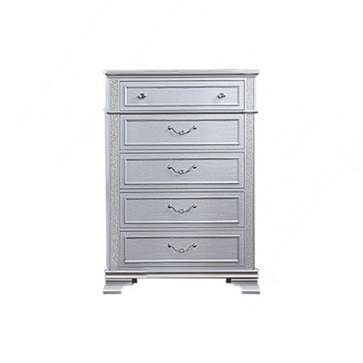 Elegance Gray Finish 5-Drawers Chest Contemporary 1Pc Chest Pull Handles And Crystal Knobs Bedroom Everly Quinn