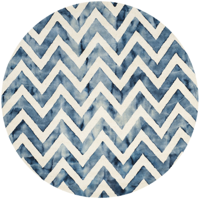 Danny Hand Tufted Wool Chevron Rug, Round 7'