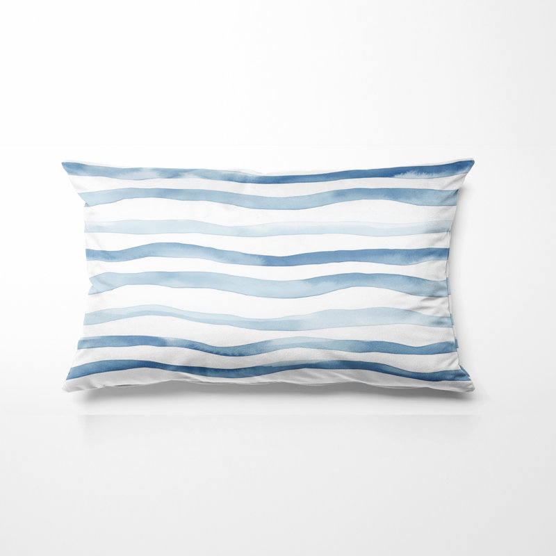 Coussin décoratif abstrait à motif de lignes de marée, H 12 po x l 20 po