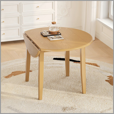 Table de salle à manger extensible ronde pour 2 à 4 personnes, table de salle à manger pliante en bois avec taille réglable, conception peu encombrante pour les petits appartements et les salles à manger - Brun clair
