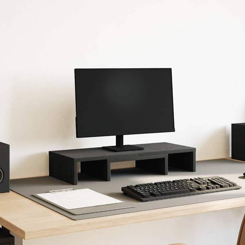 Bata Manufactured Wood Monitor Stand, 10.5cm H x 60cm W x 24cm D, Black Oak