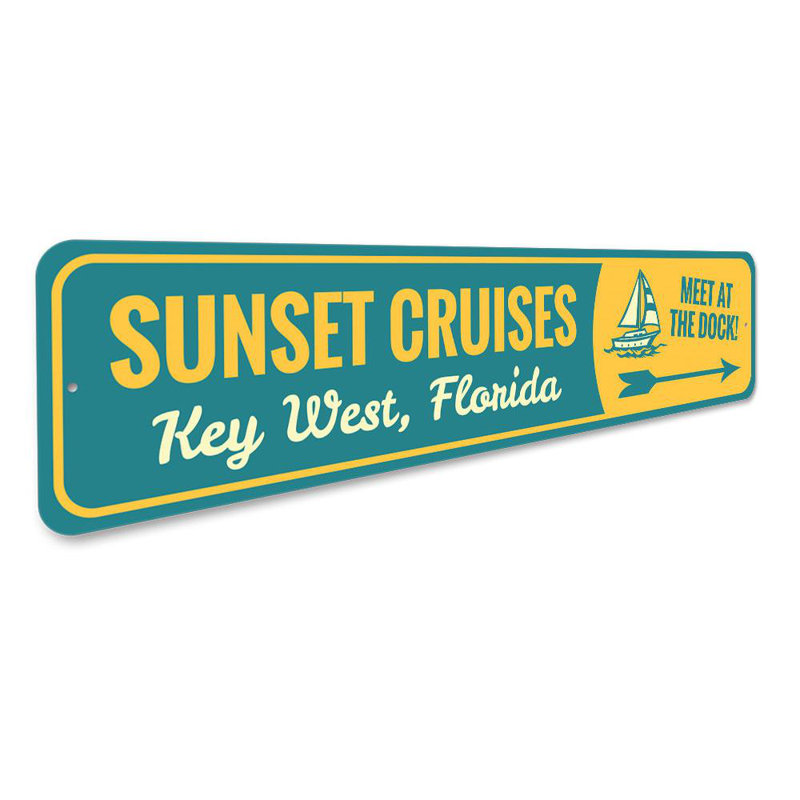 Enseigne en aluminium Sunset West, H 4 po x l 18 po x P 0,04 po