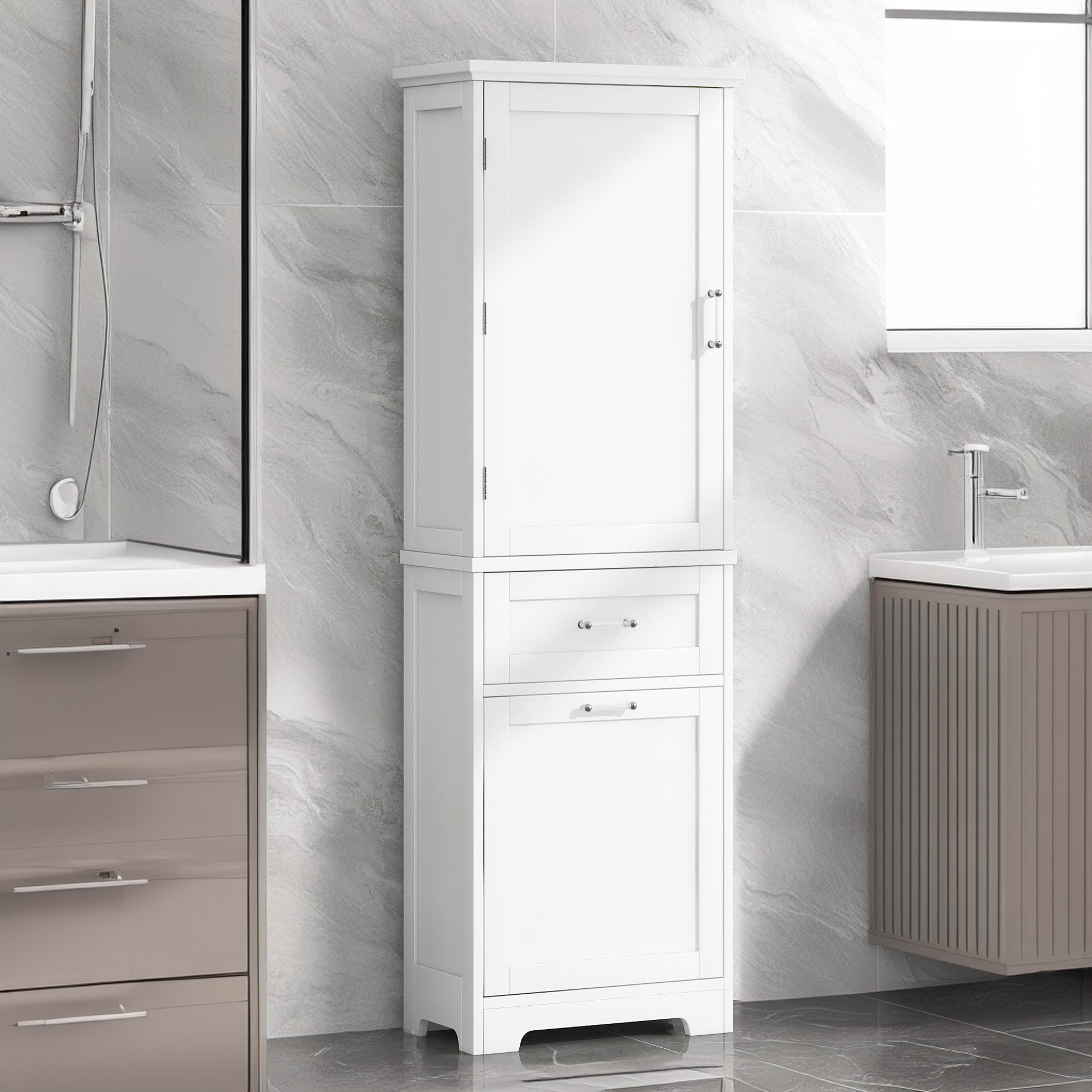 FOSHNATURE Bathroom Storage Freestanding Bathroom Cabinet | Wayfair