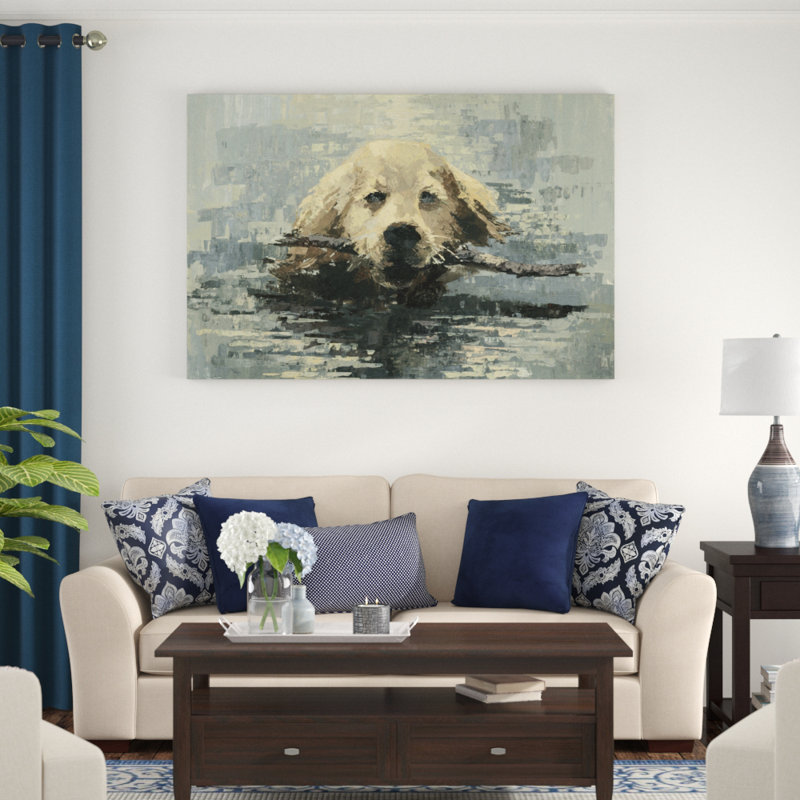 « obedient dog », reproduction sur toile tendue, H 8 po x l 12 po x P 1,5 po