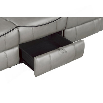 Ensemble de canapé inclinable 3 pièces gris