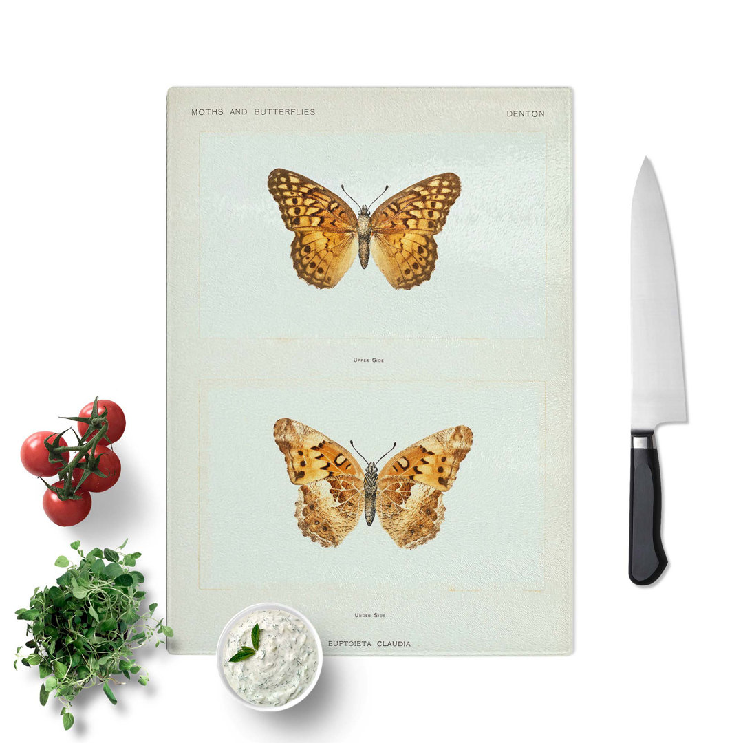 Tempered Glass Variegated Fritillary Butterfly by S.F. Denton Chopping Board