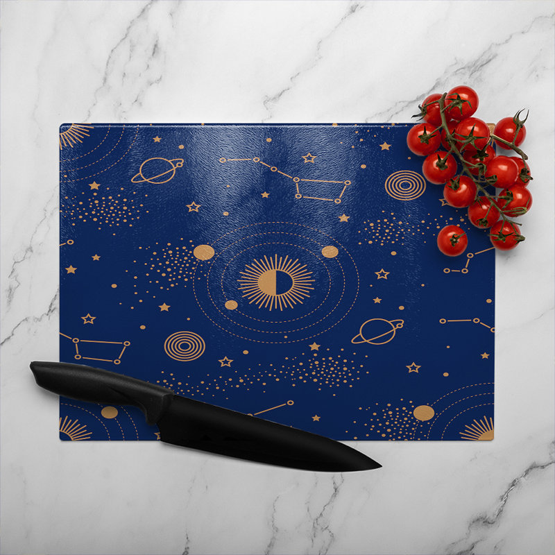 Magic Night Sky Map Glass Chopping Board, 40cm L x 28cm W