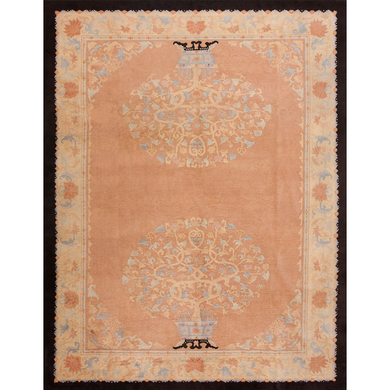 Antique Art Deco Room Size Wool Salmon Rug