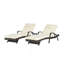 Ensemble de 2 chaises longues d'extérieur en osier avec coussins, chaise longue inclinable en osier pour bronzer jusqu'à 150 °