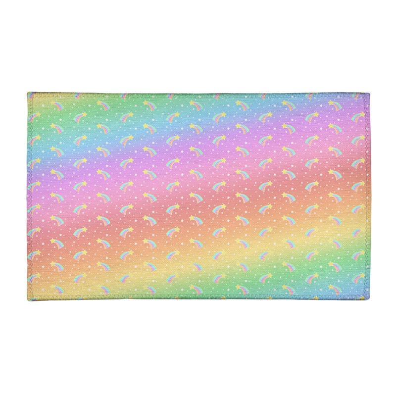 Tapis de couleur rouge/jaune/rose à l’étoile filante, Rectangle 8 pi x 10 pi