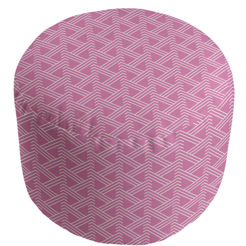 Upholstered Pouf, Pink/White