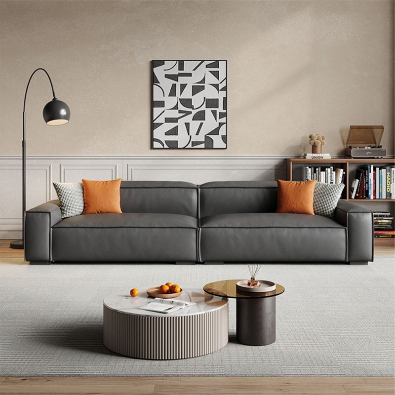 Canapé modulaire en polyester gris foncé, H 28,35 po x l 110,24 po x P 39,37 po, 4, Gris foncé