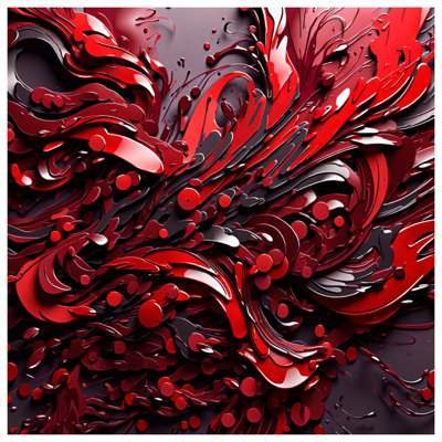 Red Fluid Abstract Canvas Gallery Wrap in Many Sizes