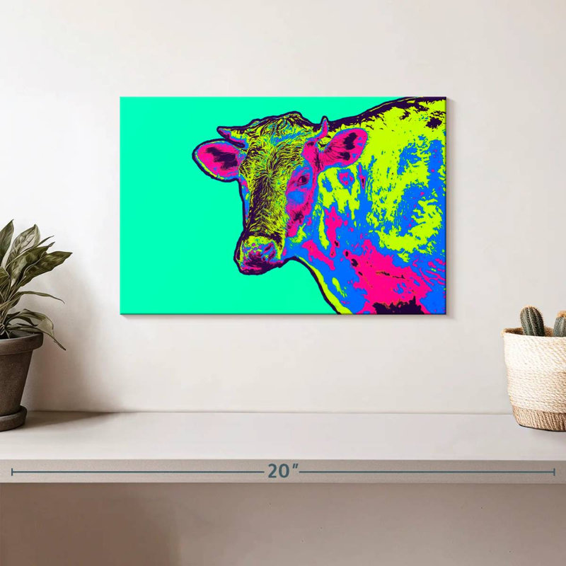 Vache au néon, H 8 po x l 12 po
