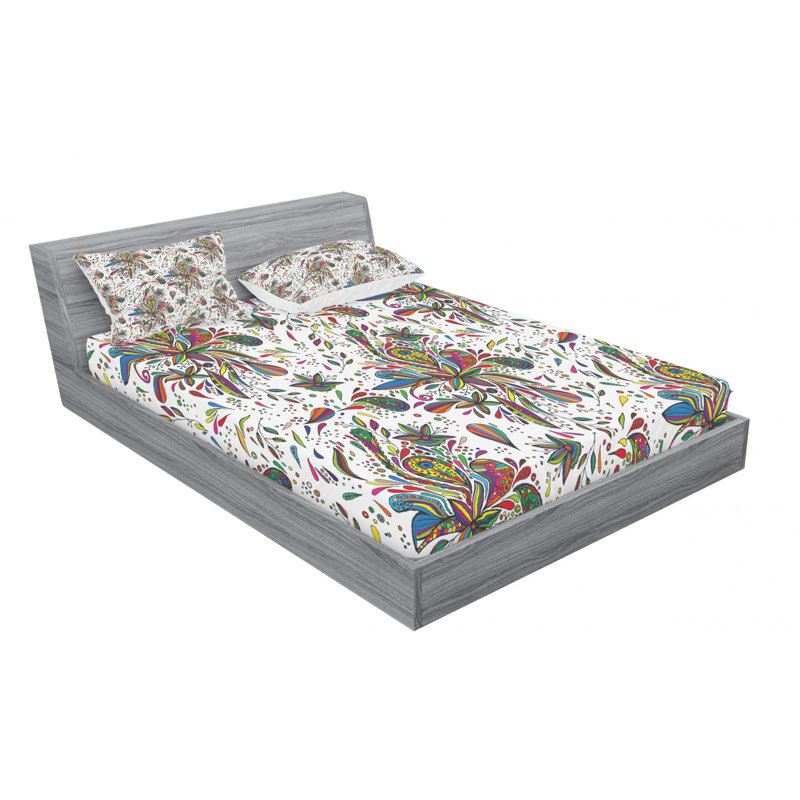 Microfiber Floral Sheet Set, Full Sheet Set + Fitted Sheet + 2 Pillowcases