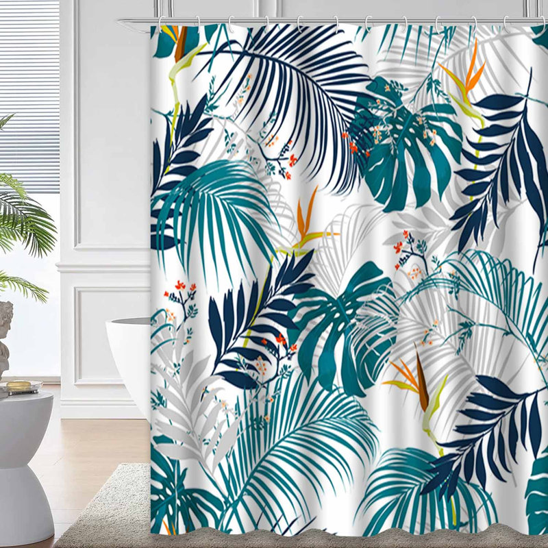 Rideau de douche tropical avec 12 crochets, L 72 po x l 78 po