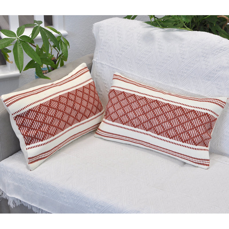 Housses pour coussins décoratifs à carreaux, H 12 po x l 20 po, Brun rouille