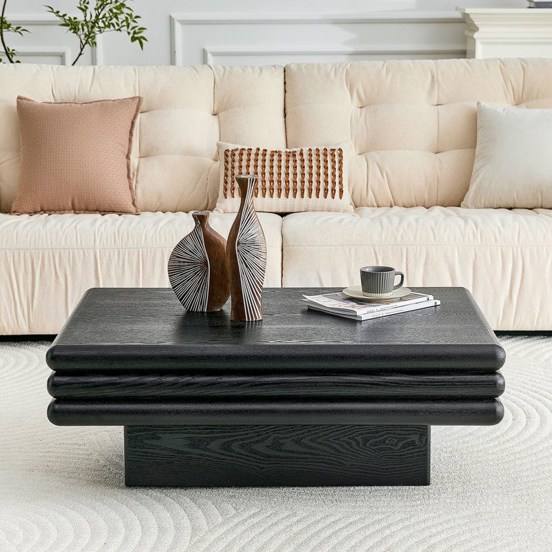 Table basse empilable moderne à 3 niveaux, Black