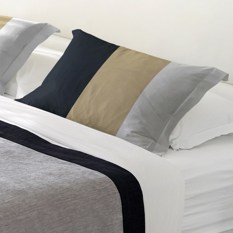 New Orleans Football Polyester Striped Sham Set, Polyester, Queen, Black/Gold Middle