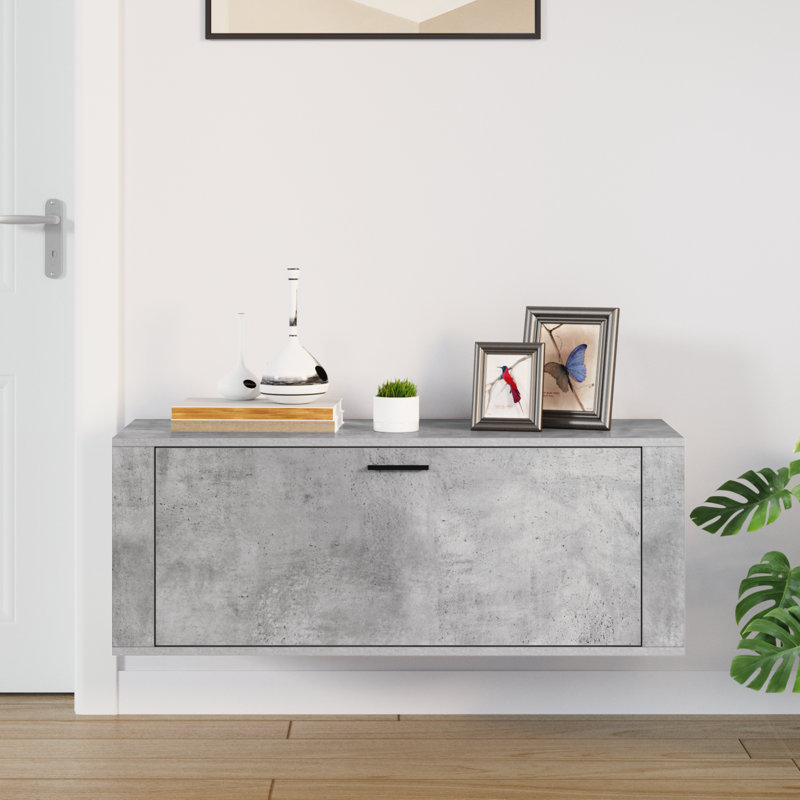 6 Pair Shoe Storage Cabinet, Concrete Grey