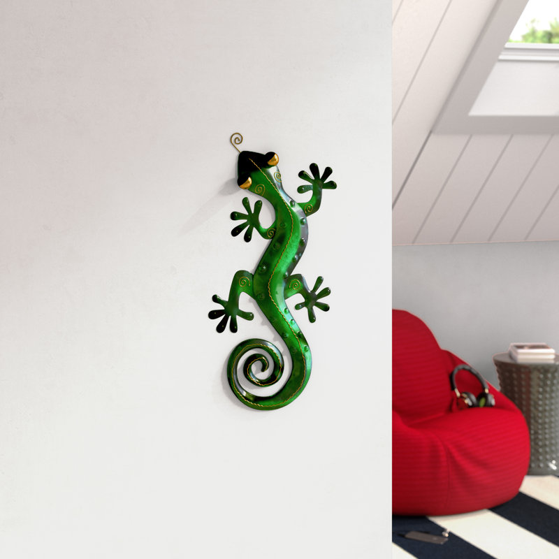 Décoration murale salamandre en fer traditionnel, Vert, Moyen