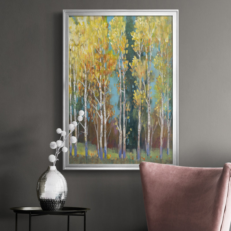 Toile encadrée de qualité supérieure Aspen Grove I - prête à être accrochée, Argent, H 42,5 po x l 30,5 po x P 1 po