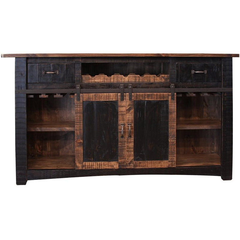 Jasenski 26.5'' Solid Wood Home Bar, Distressed Black