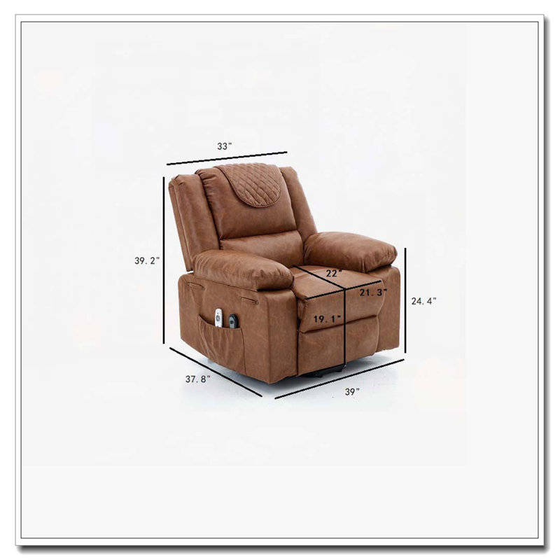 Fauteuil inclinable à télécommande chauffant et chauffant, Brun