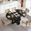 Table de salle à manger extensible ronde pour 4 à 8 personnes, table de salle à manger ovale moderne avec feuilles amovibles peu encombrantes, base en bois avec tablette de rangement pour le salon de la cuisine-1211721658