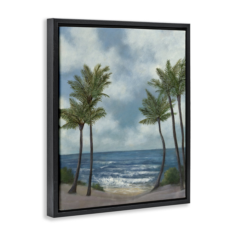 "Tropical Breaking Waves", art mural encadré par David Swanagin, Cadre flottant noir de jais, H 21 po x l 17 po