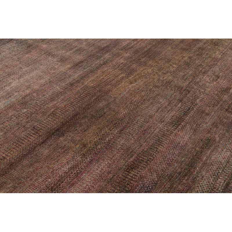 Rug & Kilim’S Textural Rug In Purple Tones And Polychrome Striae, Rectangle 9' x 12'