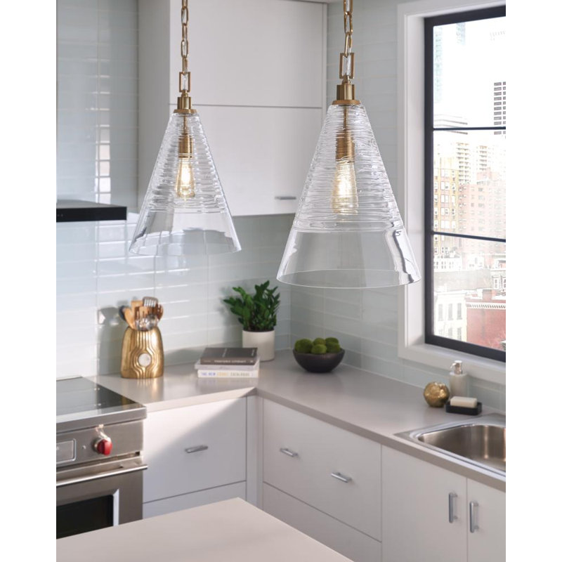 Evony Alivia 1 Light Mini Pendant, Burnished Brass