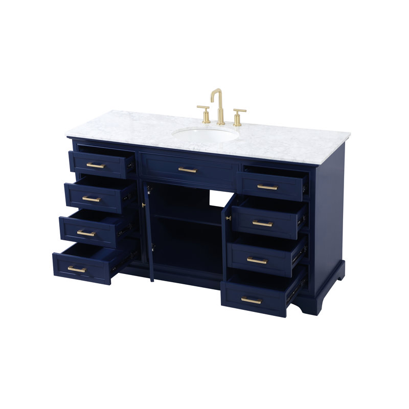 Ensemble de meuble-lavabo simple 60 po Hermes, Bleu