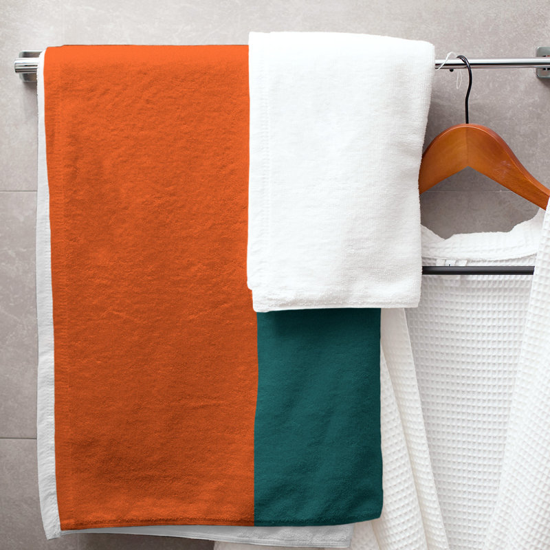 Bath Towel, Orange/Sea Green
