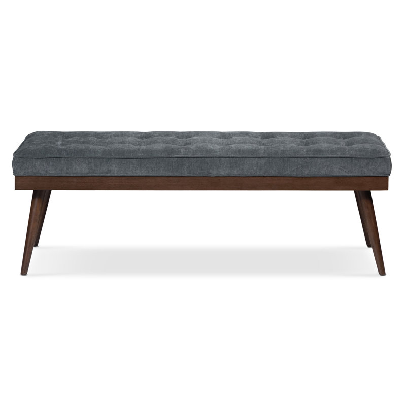 Luca 55" Velvet Fabric Bench in Distressed Green Velvet, Boreal Blue