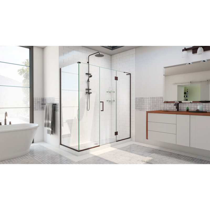 Unidoor-X 70" x 72" Rectangle Hinged Shower Enclosure, Oil Rubbed Bronze, Left Opening