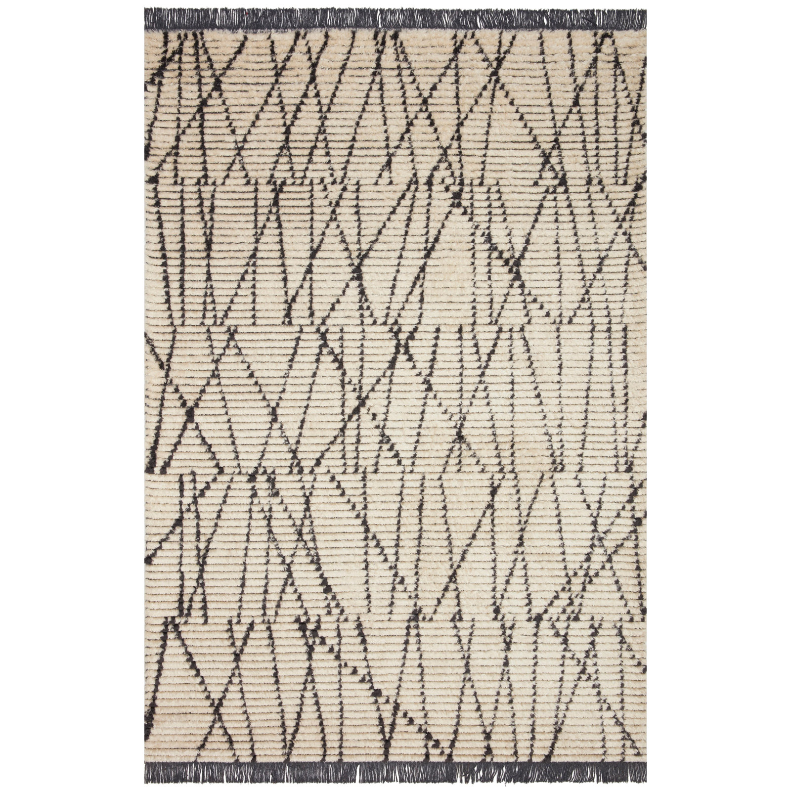 Chris Loves Julia x Loloi Alice Charcoal/Cream Rug, Rectangle 3'8" x 5'8"