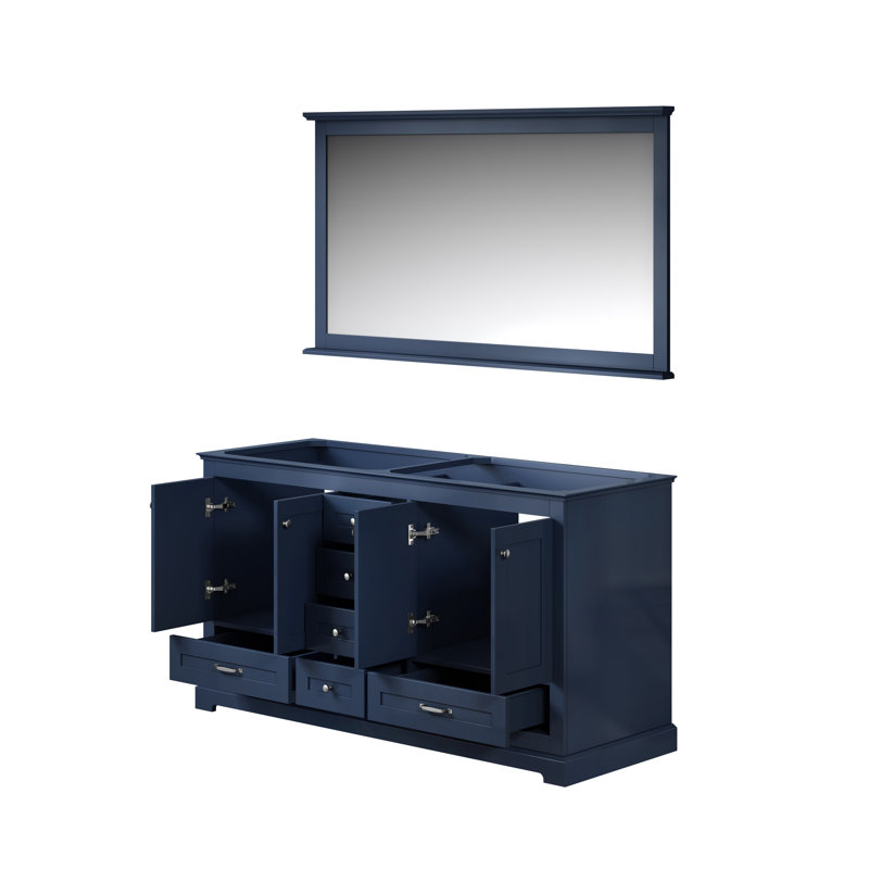 Dukes 60 in W x 22 in D Double Bath Vanity and 58 in Mirror, Navy Blue