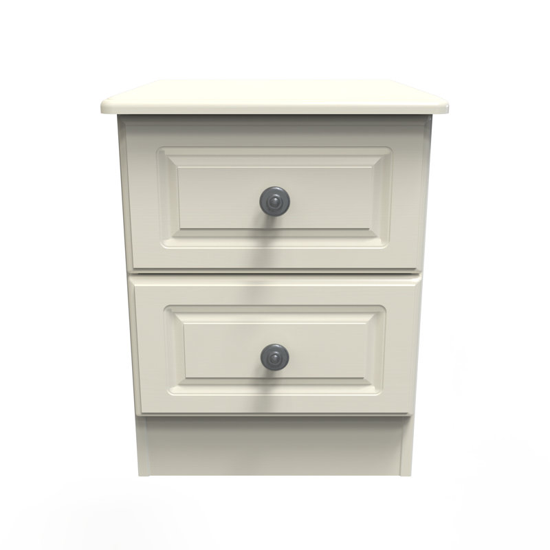 Fully Assembled Meansville 2 Drawer Bedside Table, Cream