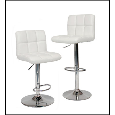 Swivel Faux Leather Adjustable Hydraulic Bar Stool Set of 2 for Comfortable Seating and Smooth Height Adjustment